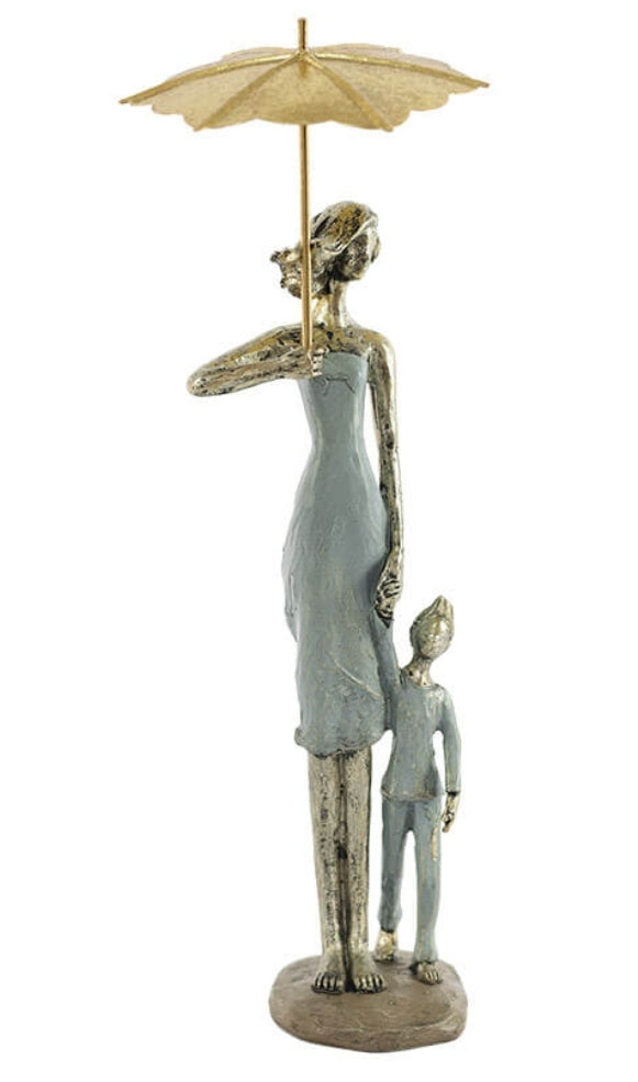MOTHER & CHILD ORNAMENT WITH GOLDEN UMBRELLA
