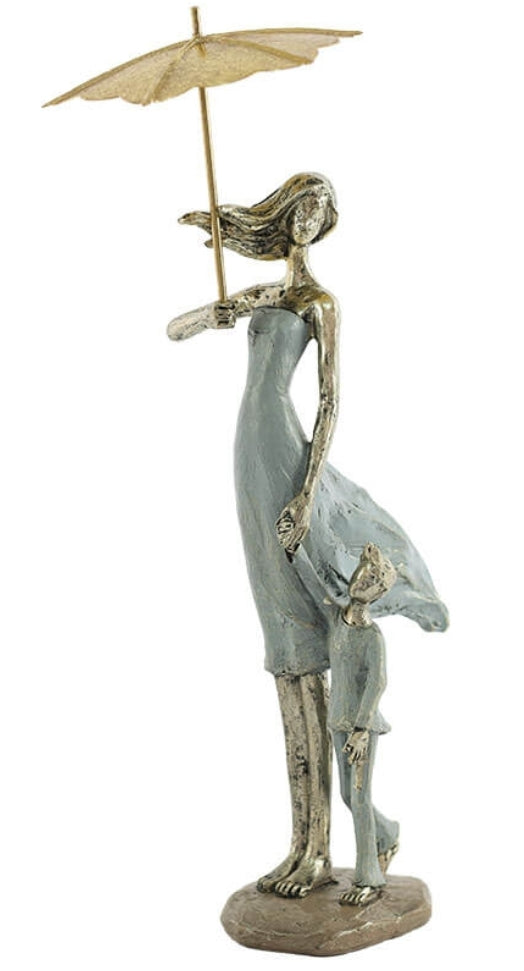 MOTHER & CHILD ORNAMENT WITH GOLDEN UMBRELLA