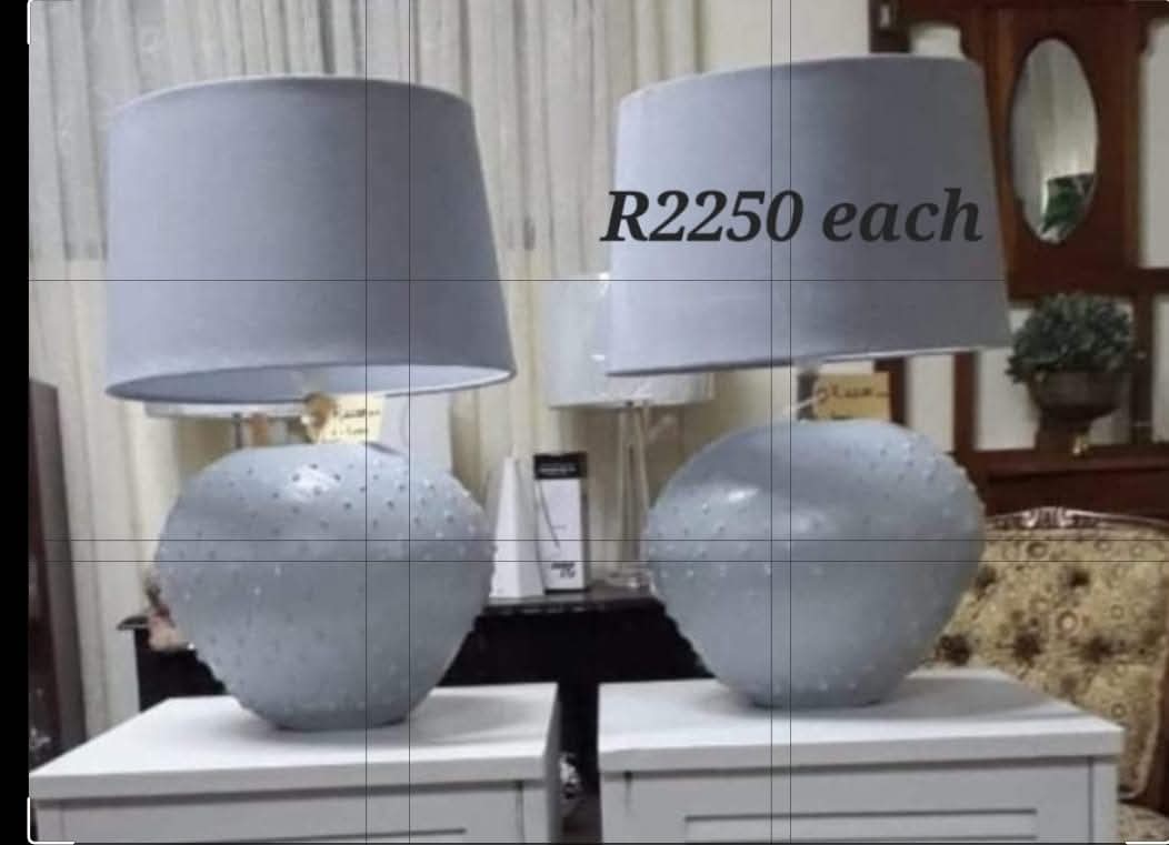 Pair handmade lamps & shades