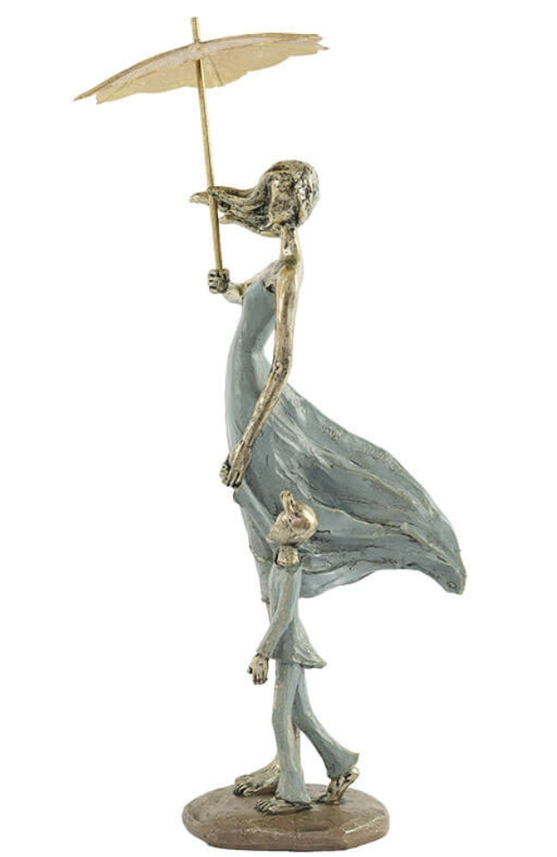 MOTHER & CHILD ORNAMENT WITH GOLDEN UMBRELLA