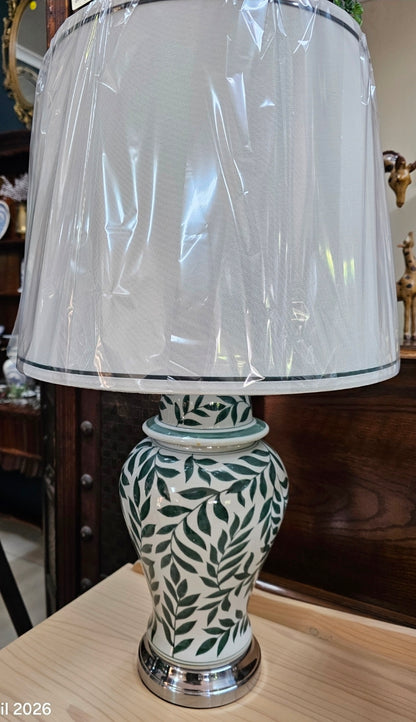 Pair of green leef jar lamps