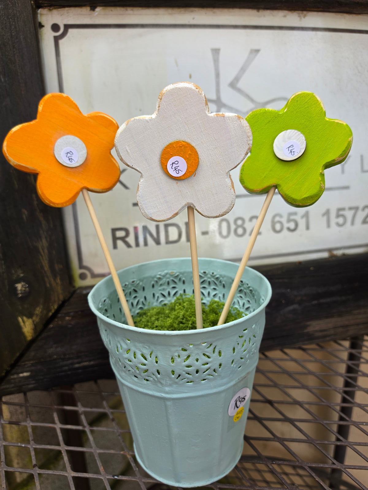 Wooden Flowers in a pot
