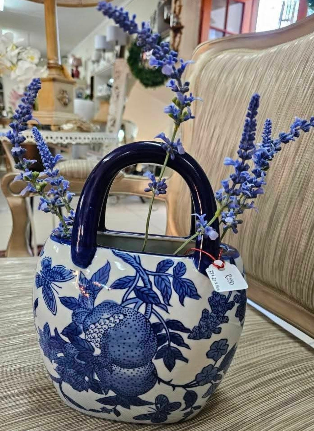 Ceramic blue handbag pot