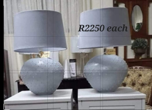 Pair handmade lamps & shades