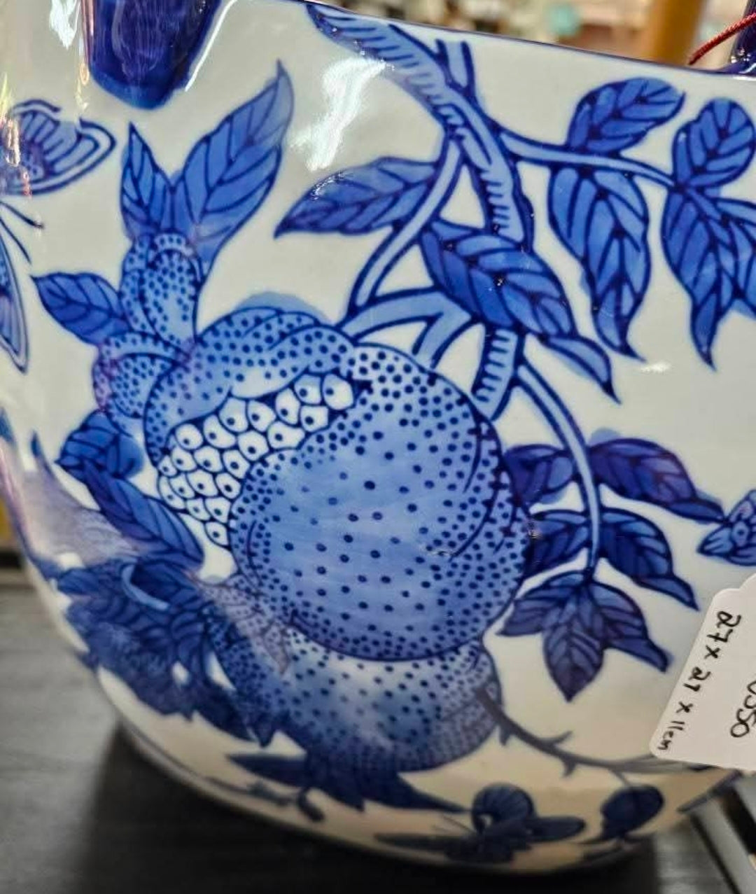 Ceramic blue handbag pot